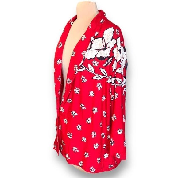 Vintage Plus Preferred Blazer Jacket Red Black Tropical Floral Print Oversized - Picture 4 of 9